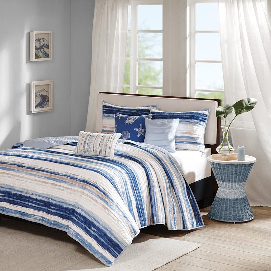 Marina King/California King 6 Piece Quilted Coverlet Set Blue Olliix.com