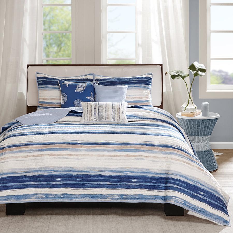 Marina King/California King 6 Piece Quilted Coverlet Set Blue Olliix.com