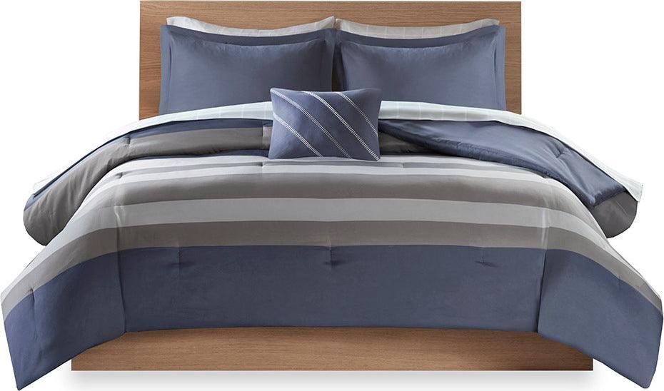 Marsden Complete Bed Set Including Sheets Blue & Gray Full Olliix.com