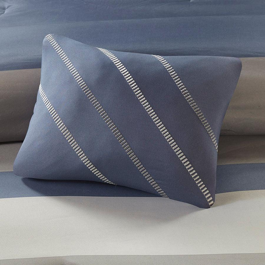 Marsden Complete Bed Set Including Sheets Blue & Gray Full Olliix.com