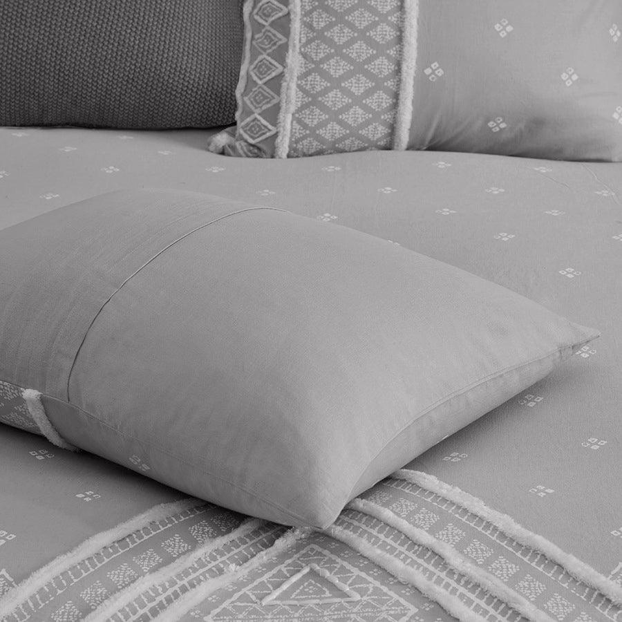 Marta Full/Queen 3 Piece Flax and Cotton Blended Duvet Cover Set Gray Olliix.com