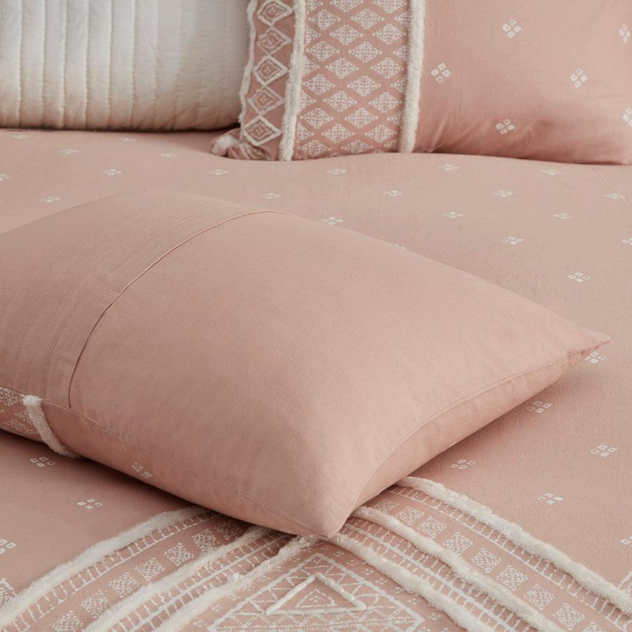 Marta King/California King 3 Piece Flax and Cotton Blended Duvet Cover Set Blush Olliix.com