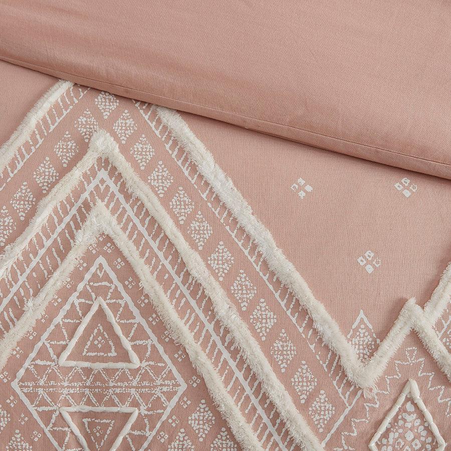 Marta King/California King 3 Piece Flax and Cotton Blended Duvet Cover Set Blush Olliix.com