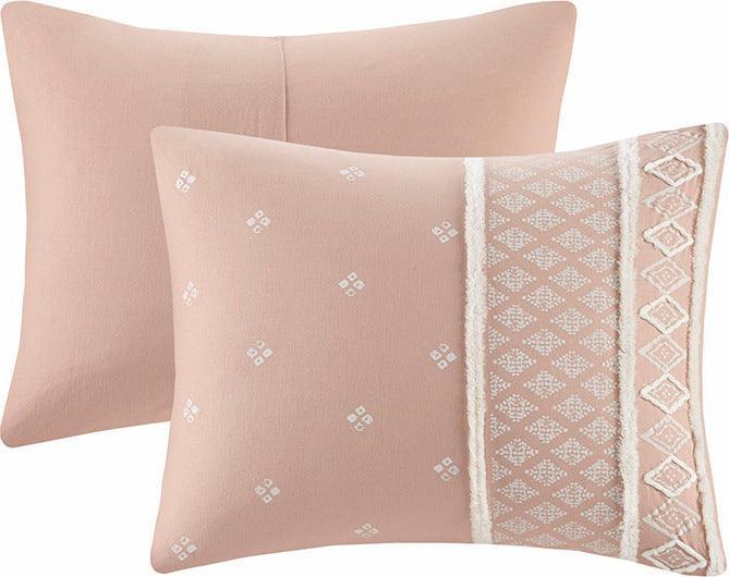 Marta King/California King 3 Piece Flax and Cotton Blended Duvet Cover Set Blush Olliix.com