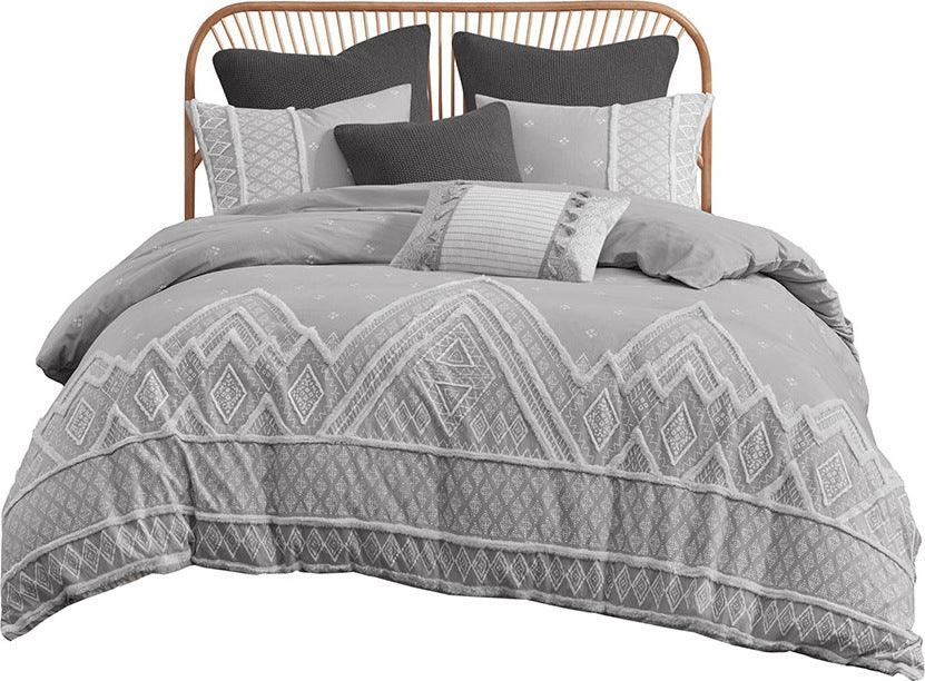 Marta Transitional 3 Piece Flax and Cotton Blended Comforter Set Gray Full/Queen Olliix.com