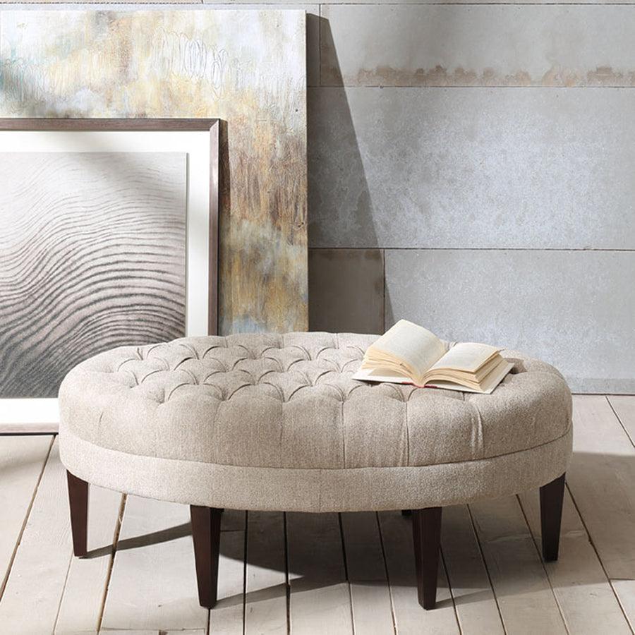 Martin Modern Surfboard Tufted Ottoman 48W x 27.5D x 18H Linen Olliix.com