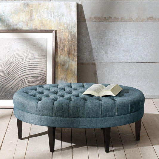 Martin Transitional Surfboard Tufted Ottoman 48W x 27.5D x 18H" Blue Olliix.com