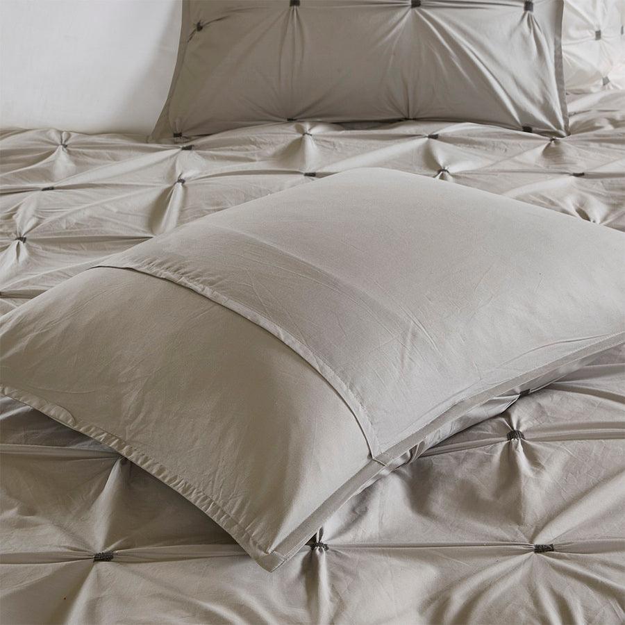 Masie Global Inspired 3 Piece Elastic Embroidered Cotton Comforter Set Gray King/Cal King Olliix.com