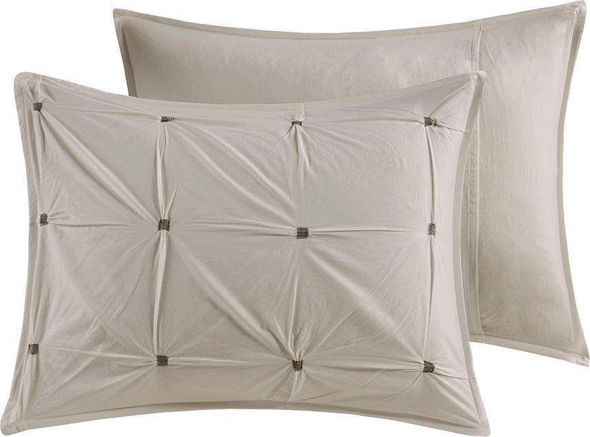 Masie Global Inspired 3 Piece Elastic Embroidered Cotton Comforter Set Gray King/Cal King Olliix.com