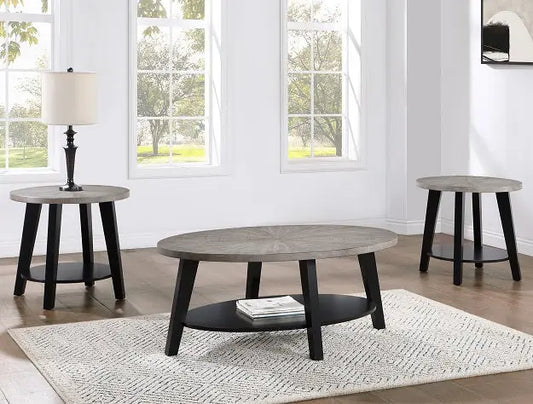 Mathis Gray/Black 3-Piece Coffee Table Set Crown Mark