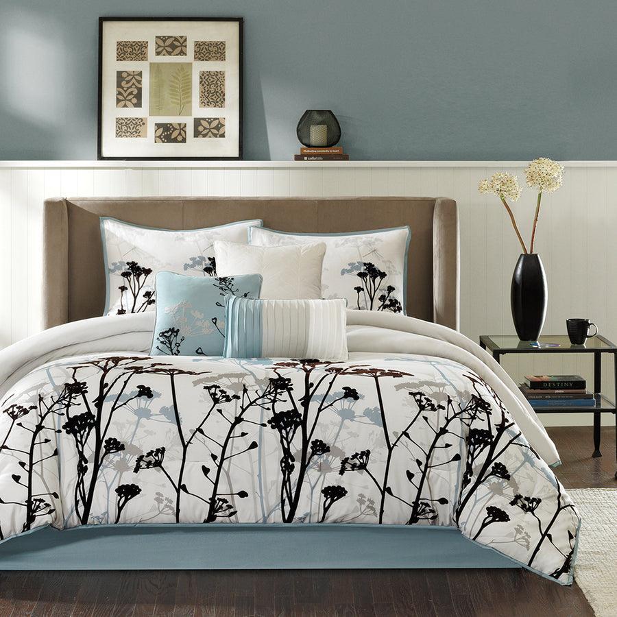 Matilda King 7 Piece Comforter Set Blue Olliix.com