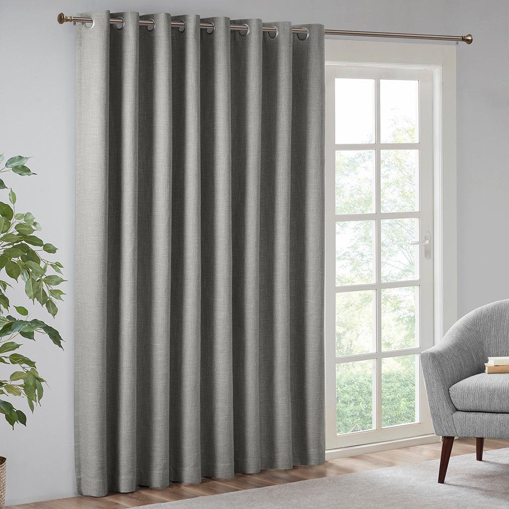 Maya 100 H Printed Heathered Blackout Patio Panel Gray Olliix.com