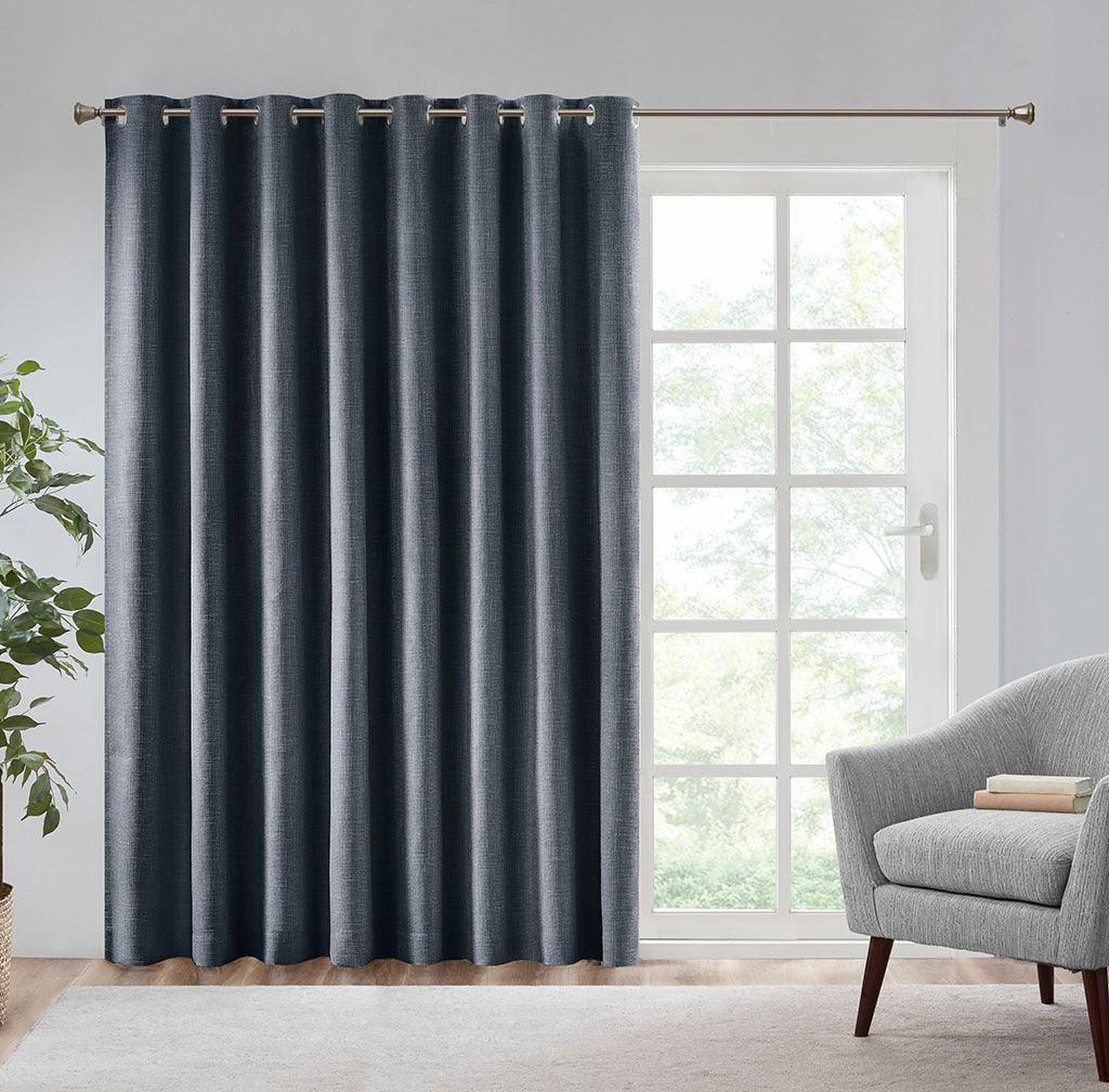 Maya 100 H Printed Heathered Blackout Patio Panel Navy Olliix.com