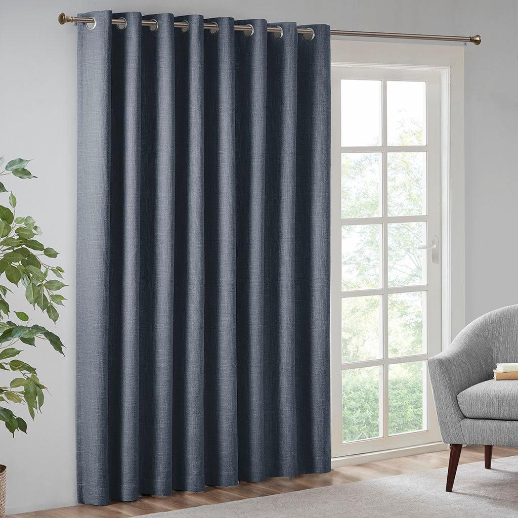 Maya 100 H Printed Heathered Blackout Patio Panel Navy Olliix.com