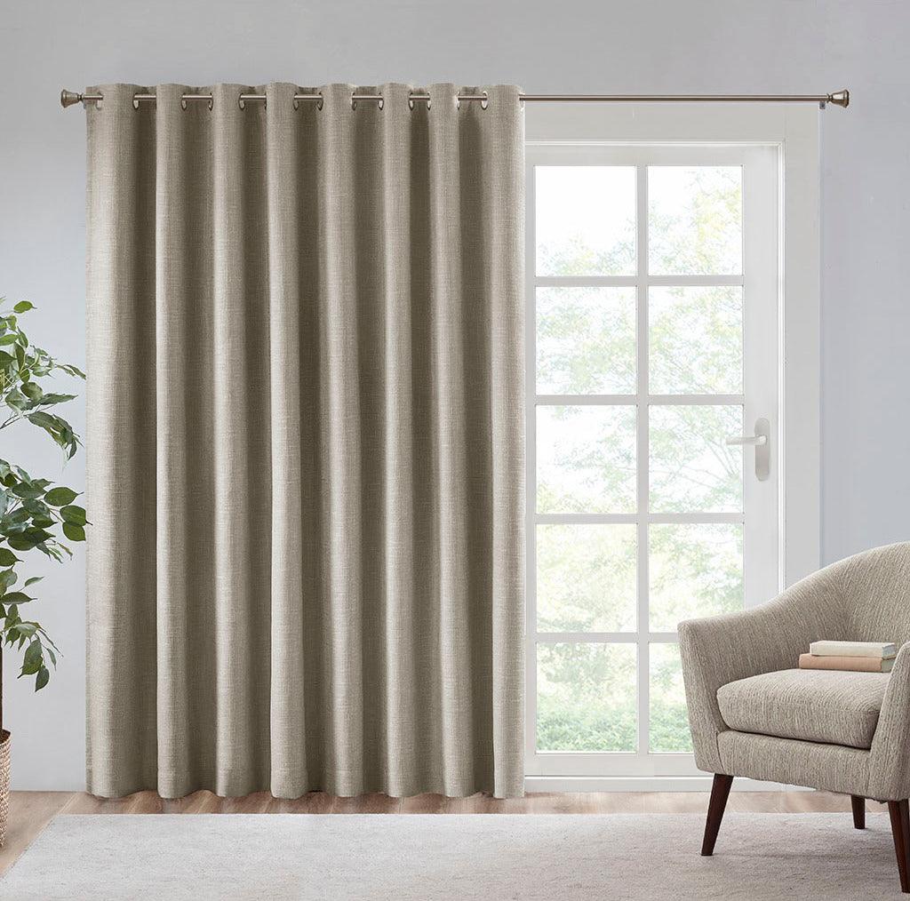 Maya 100 H Printed Heathered Blackout Patio Panel Taupe Olliix.com