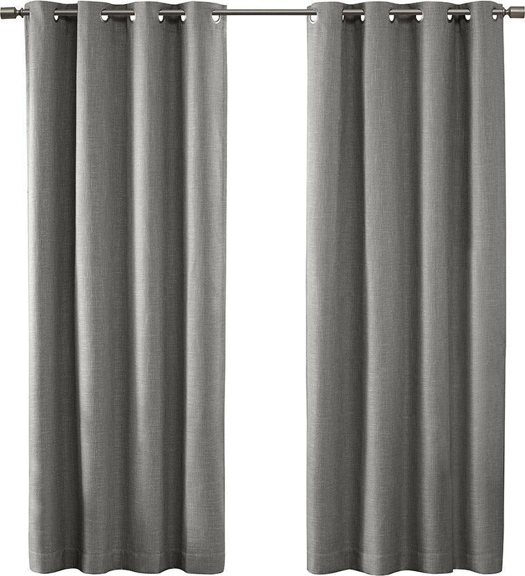 Maya 54 H Printed Heathered Blackout Grommet Top Curtain Panel Gray Olliix.com