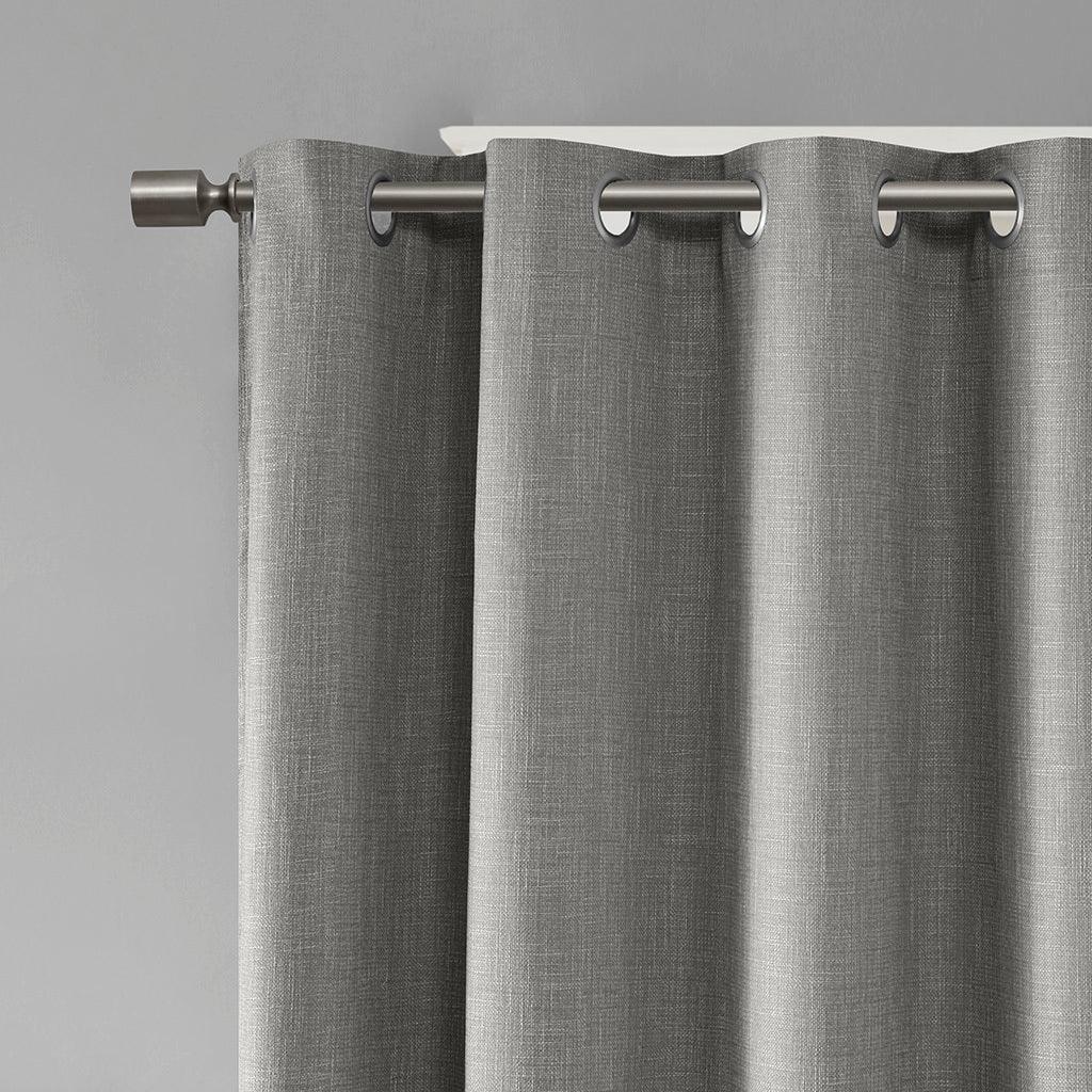 Maya 54 H Printed Heathered Blackout Grommet Top Curtain Panel Gray Olliix.com