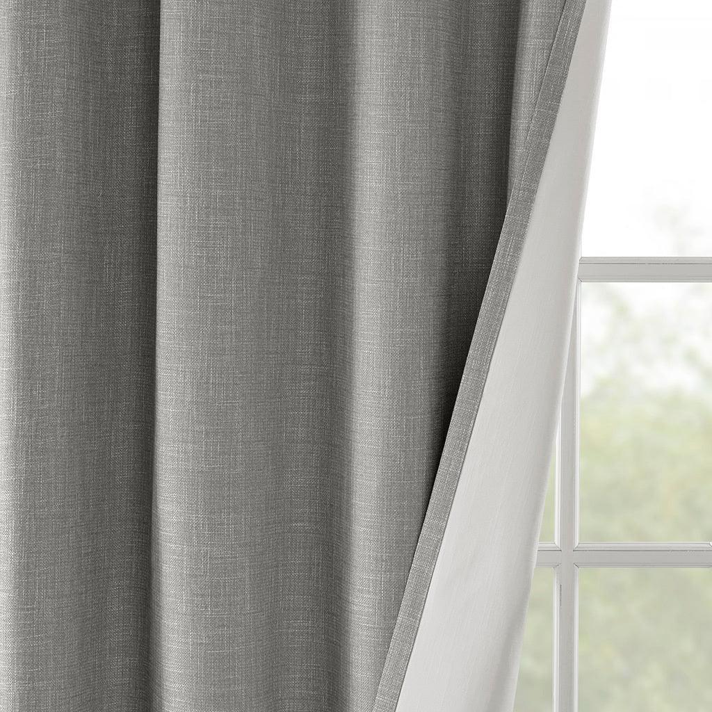 Maya 54 H Printed Heathered Blackout Grommet Top Curtain Panel Gray Olliix.com