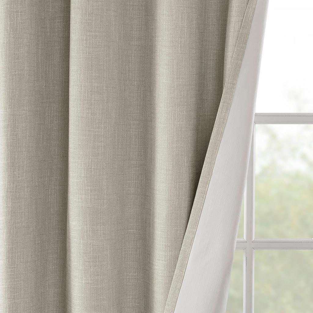 Maya 54 H Printed Heathered Blackout Grommet Top Curtain Panel Taupe Olliix.com