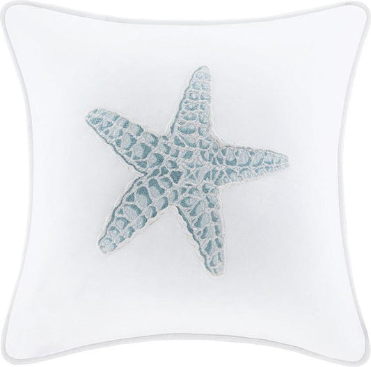 Maya Coastal Bay Square Pillow 16x16" White Olliix.com