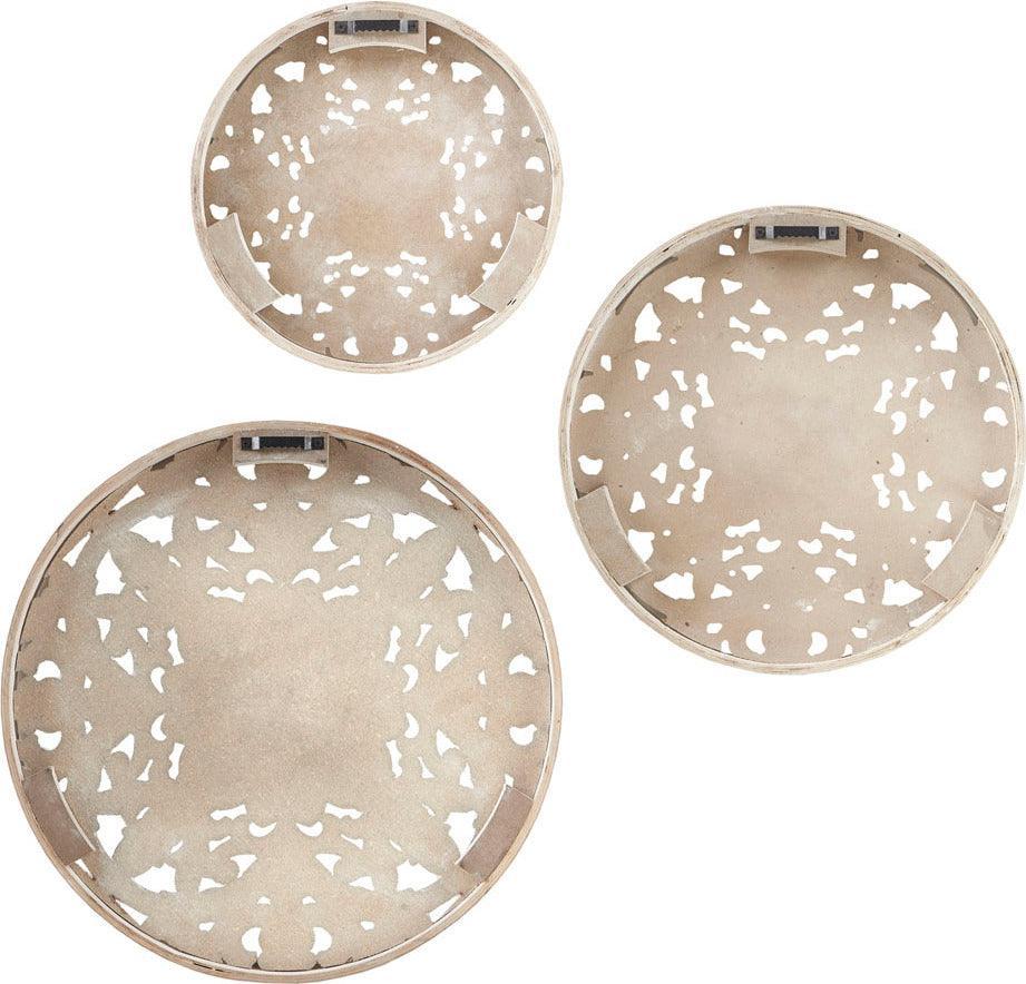 Medallion Trio Wood Wall Decor 3 Piece Set Natural & White Olliix.com