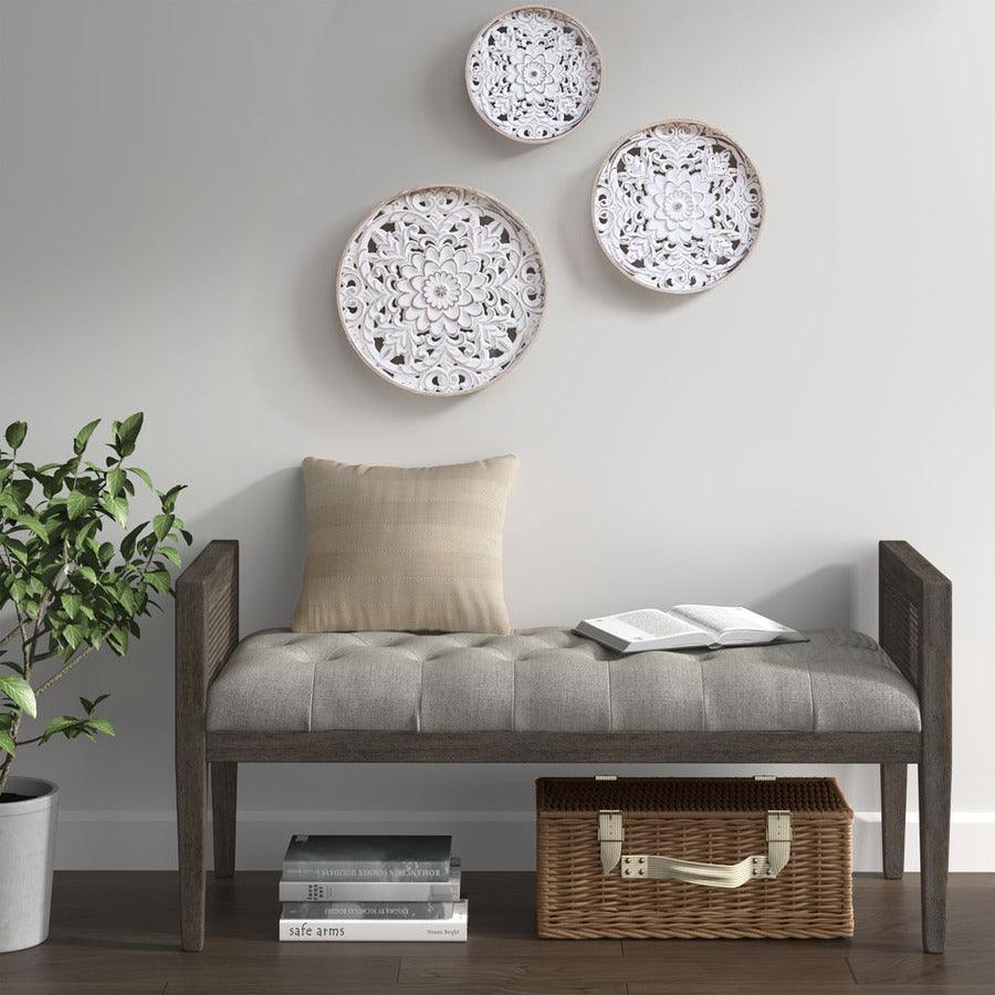 Medallion Trio Wood Wall Decor 3 Piece Set Natural & White Olliix.com