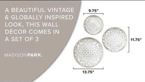 Medallion Trio Wood Wall Decor 3 Piece Set Natural & White Olliix.com