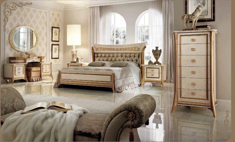 ESF Furniture - Arredoclassic Italy Melodia 6 Piece Queen Bedroom Set in Upholstered - MELODIAQBU-6SET ESF Furniture