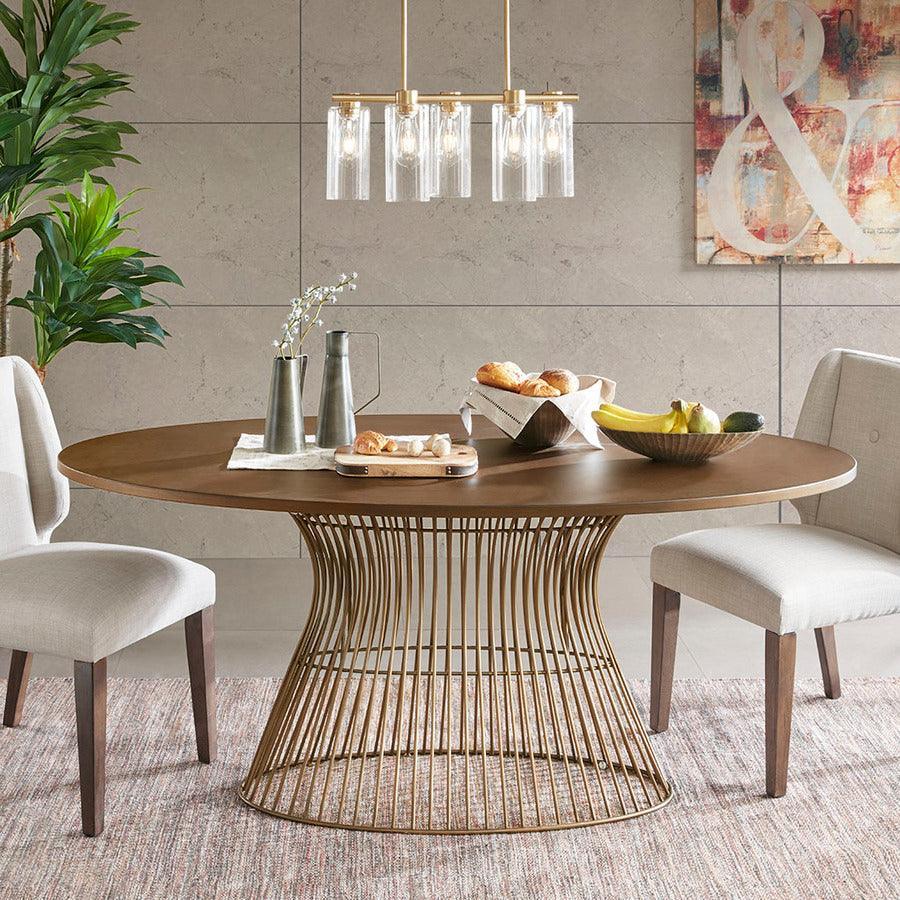 Mercer Mid-Century Oval Dining Table 70x38.25x30H" Bronze Olliix.com