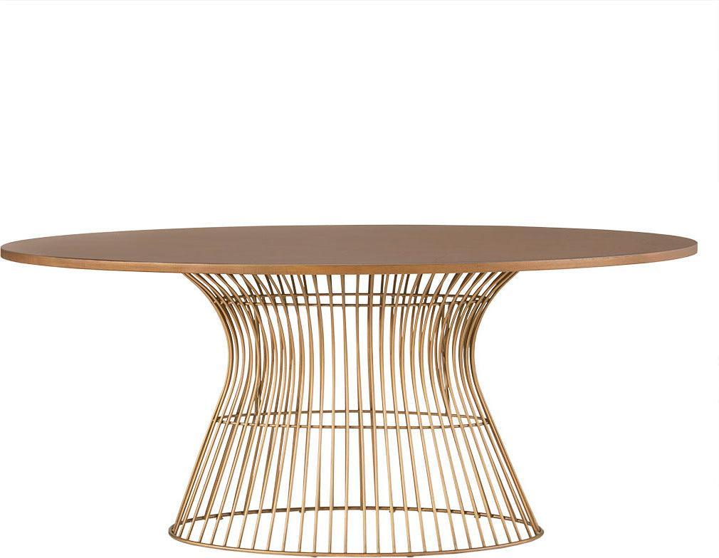 Mercer Mid-Century Oval Dining Table 70x38.25x30H" Bronze Olliix.com