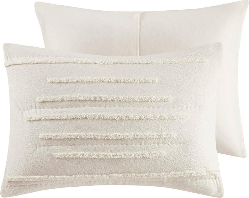 Mercer Modern 3 Piece Cotton Chenille Coverlet Set Full/Queen Ivory Olliix.com