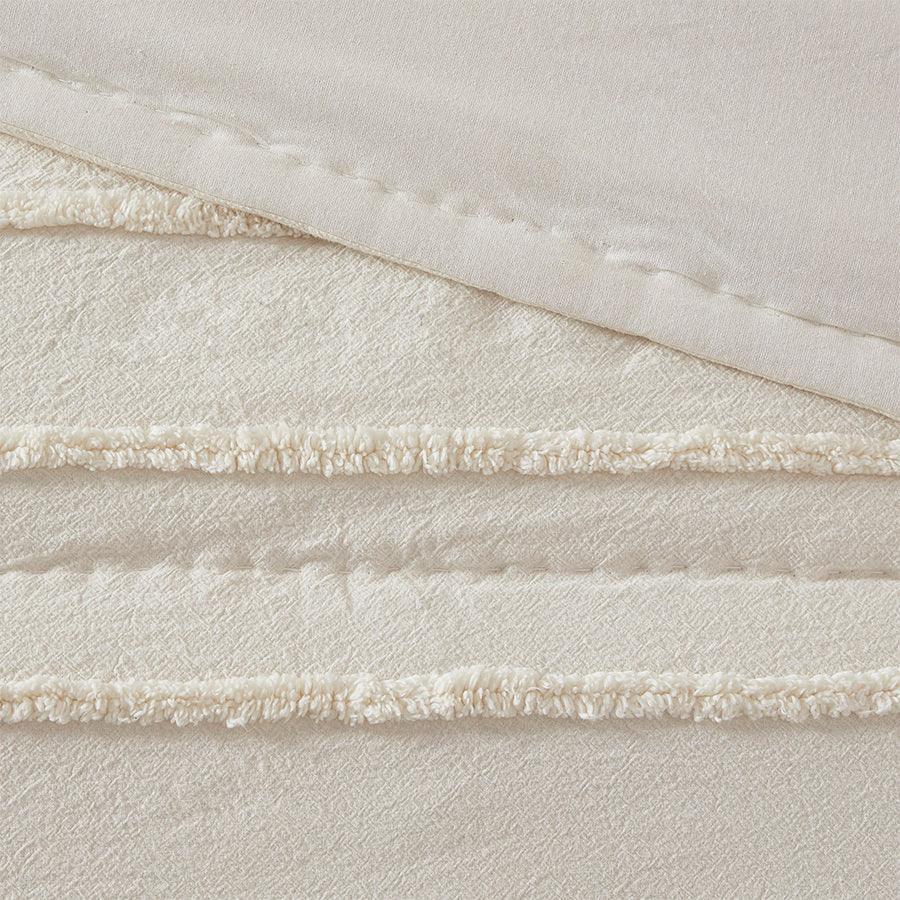 Mercer Modern 3 Piece Cotton Chenille Coverlet Set Full/Queen Ivory Olliix.com