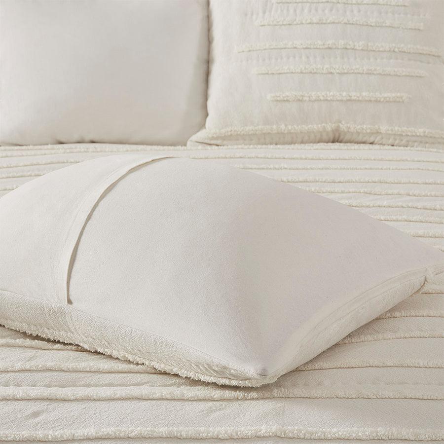 Mercer Modern 3 Piece Cotton Chenille Coverlet Set Full/Queen Ivory Olliix.com