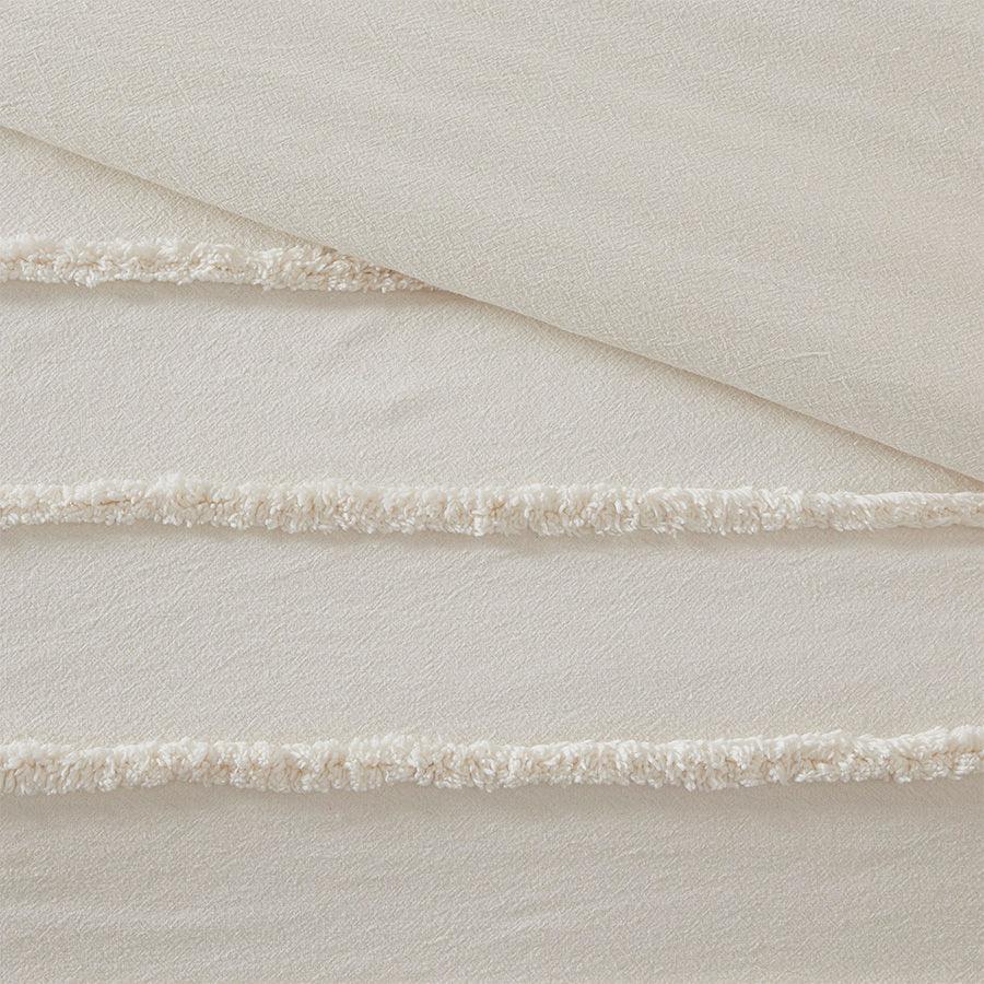 Mercer Modern 3 Piece Cotton Chenille Duvet Cover Set Full/Queen Ivory Olliix.com