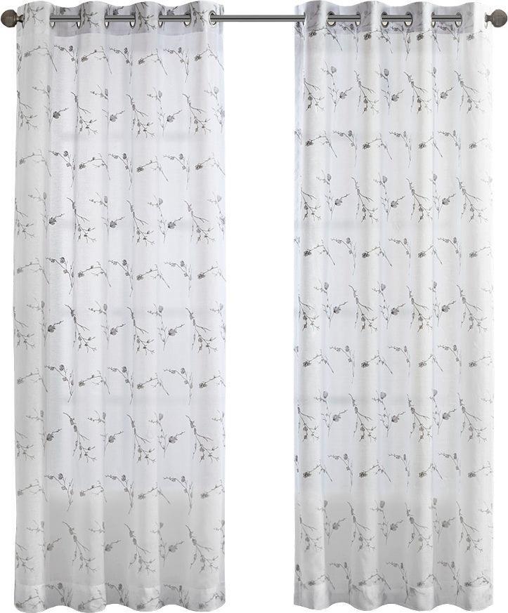 Meredith 95" Floral Embroidered Sheer Natural Olliix.com