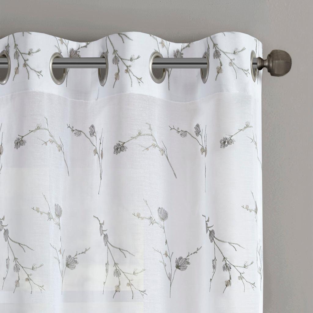 Meredith 95" Floral Embroidered Sheer Natural Olliix.com