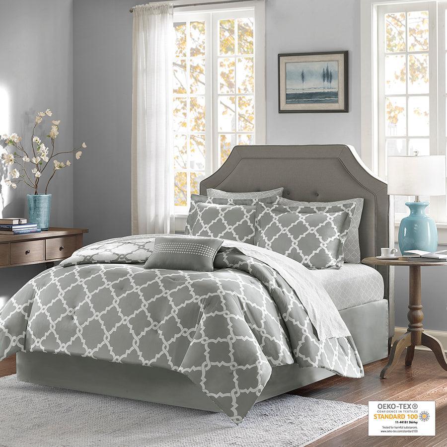 Merritt King Reversible Comforter and Cotton Sheet Set Gray Olliix.com