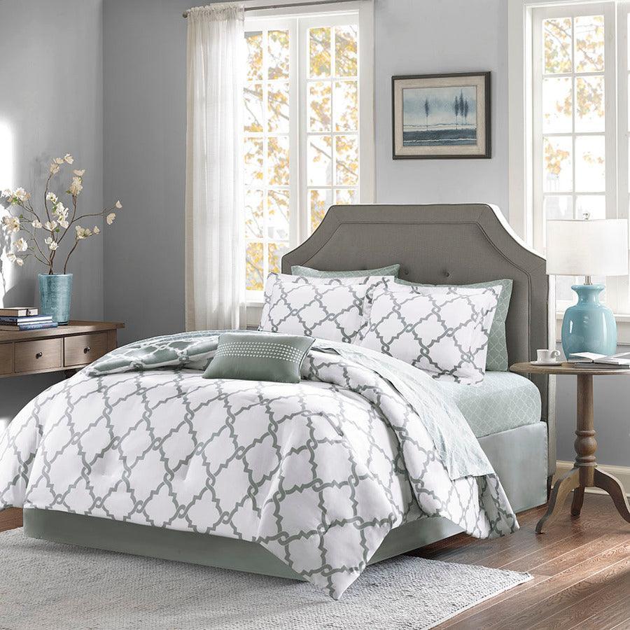 Merritt King Reversible Comforter and Cotton Sheet Set Gray Olliix.com