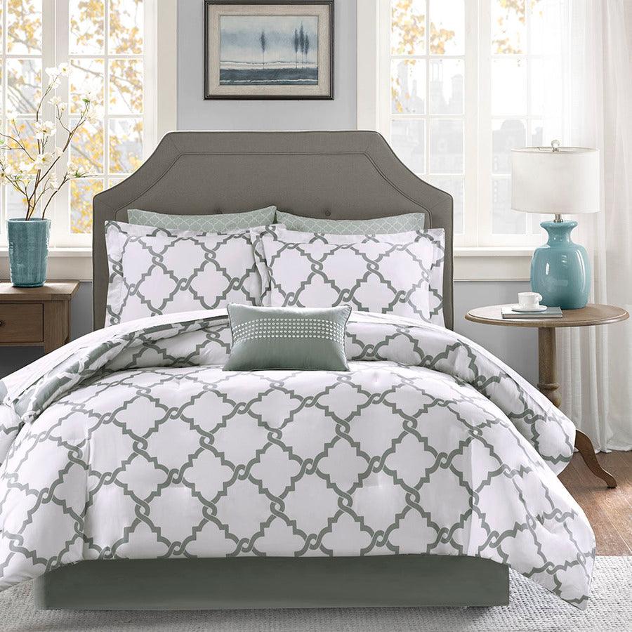 Merritt King Reversible Comforter and Cotton Sheet Set Gray Olliix.com