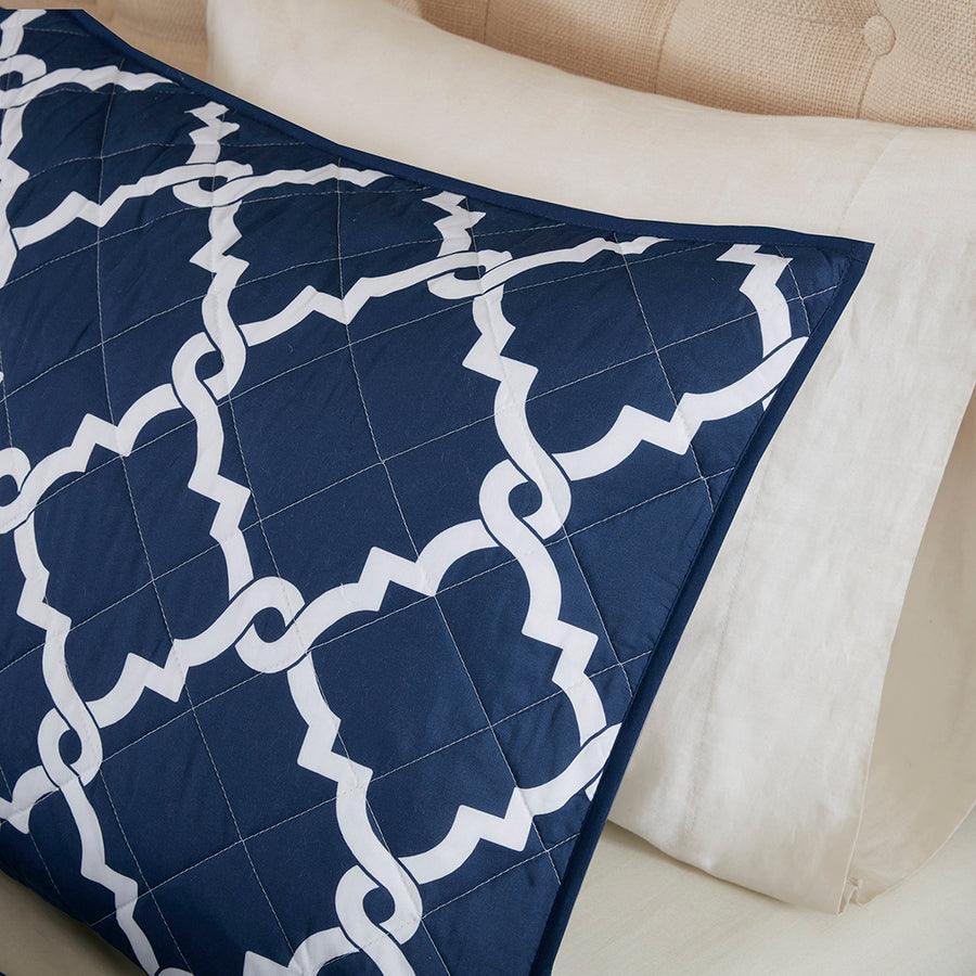 Merritt Transitional 4 Piece Reversible Coverlet Set Full/Queen Navy Olliix.com