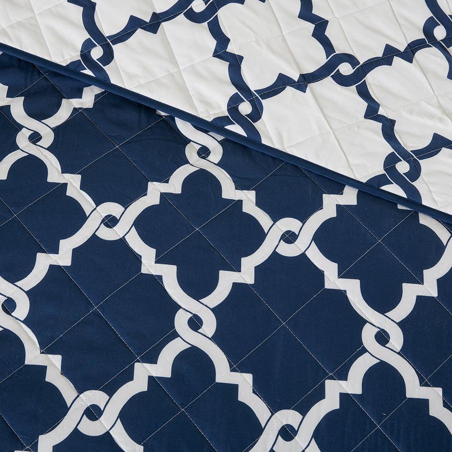 Merritt Transitional 4 Piece Reversible Coverlet Set Full/Queen Navy Olliix.com