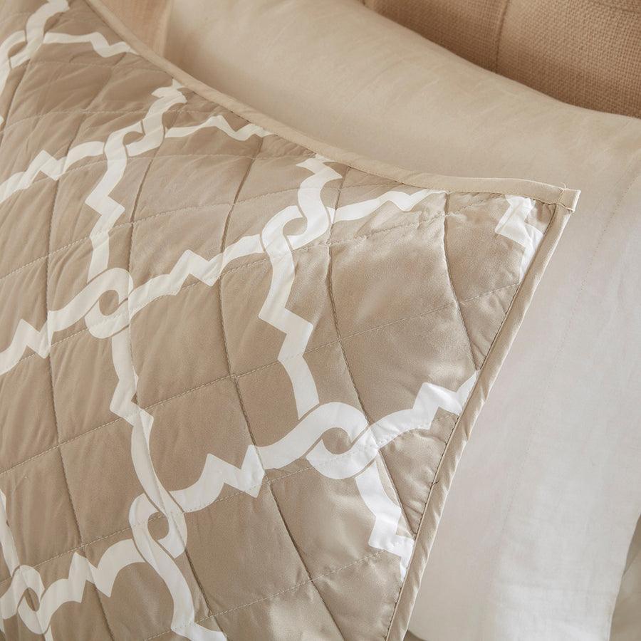 Merritt Transitional 4 Piece Reversible Coverlet Set Full/Queen Taupe Olliix.com