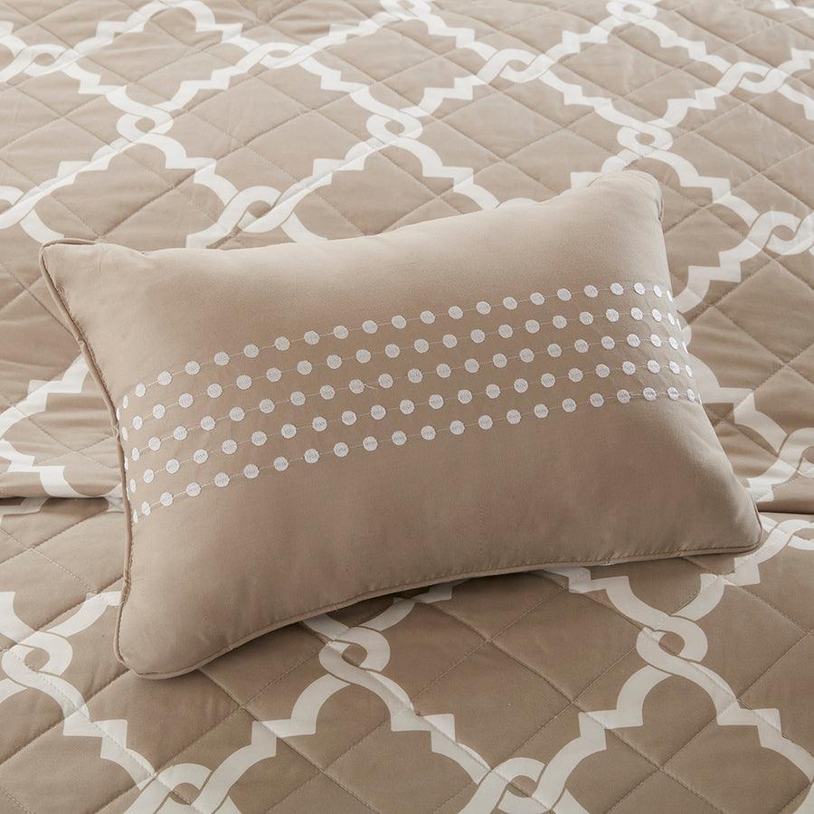 Merritt Transitional 4 Piece Reversible Coverlet Set Full/Queen Taupe Olliix.com