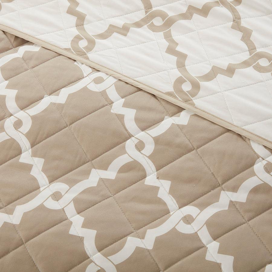 Merritt Transitional 4 Piece Reversible Coverlet Set Full/Queen Taupe Olliix.com