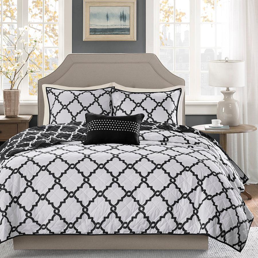 Merritt Transitional 4 Piece Reversible Coverlet Set King/Cal King Black Olliix.com