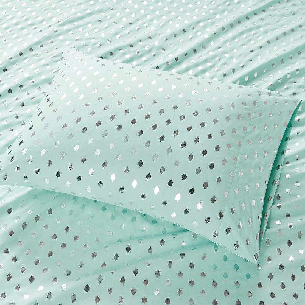 Metallic Dot Full Sheet Set Aqua & Silver Olliix.com