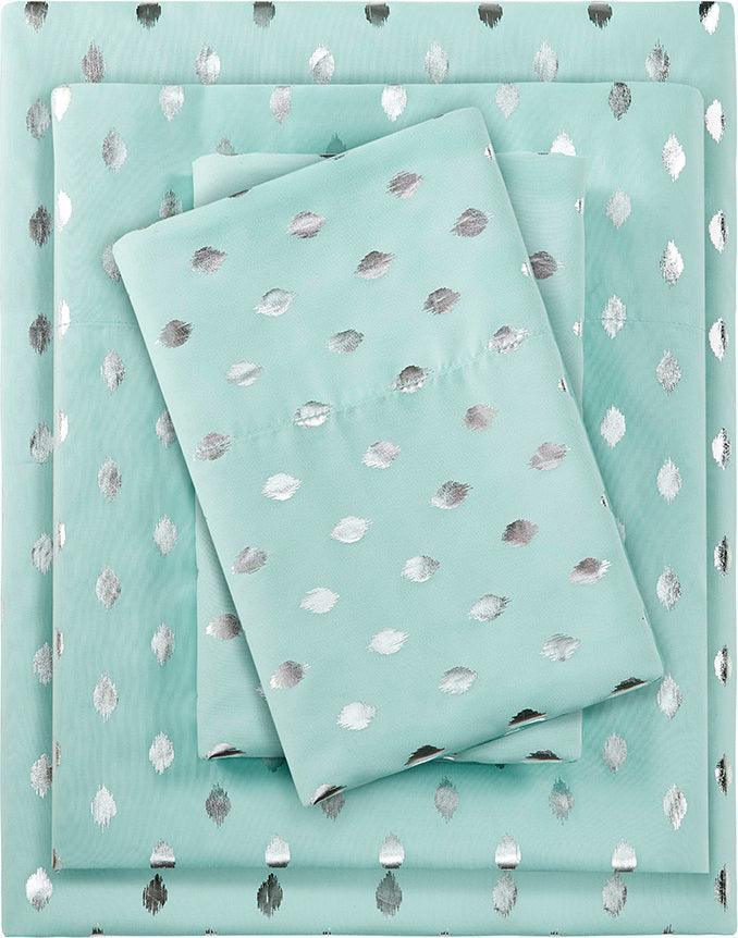 Metallic Dot Full Sheet Set Aqua & Silver Olliix.com