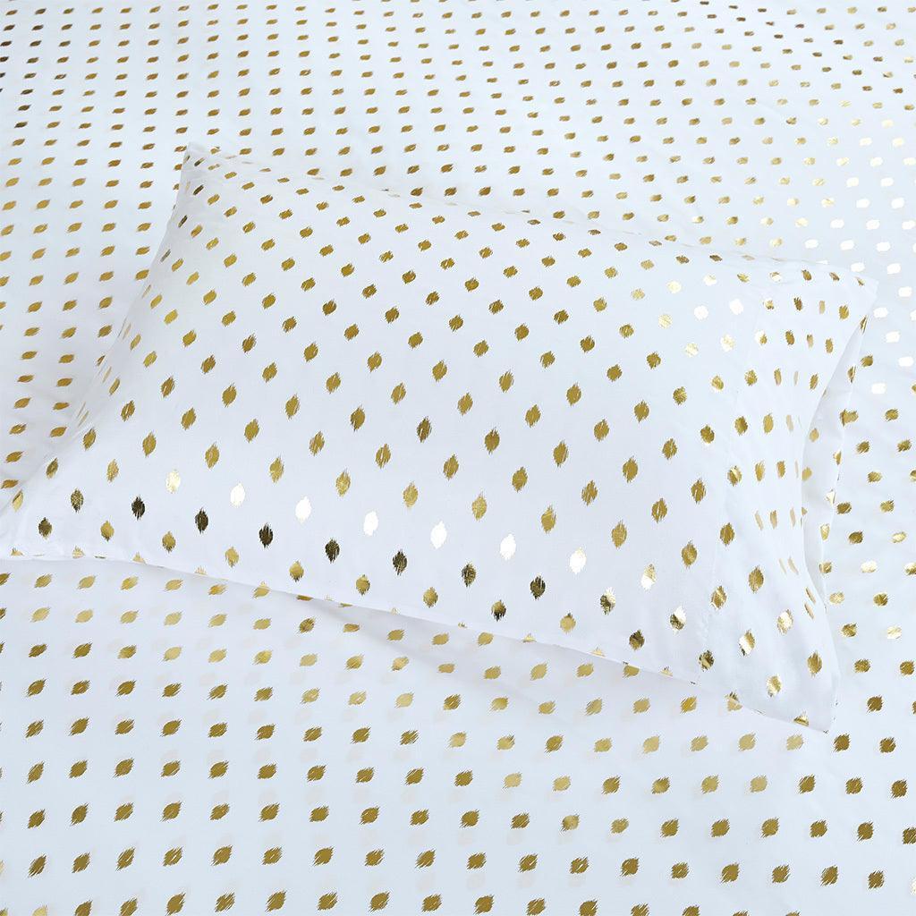 Metallic Dot Full Sheet Set White & Gold Olliix.com