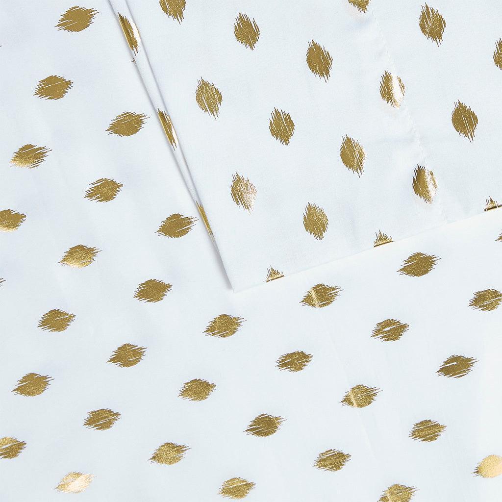 Metallic Dot Full Sheet Set White & Gold Olliix.com