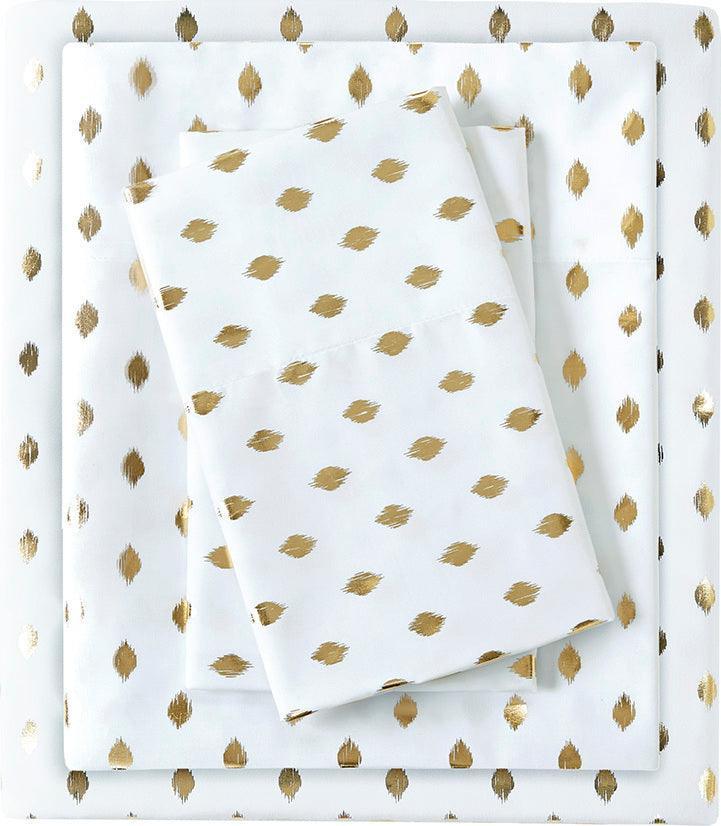 Metallic Dot Full Sheet Set White & Gold Olliix.com